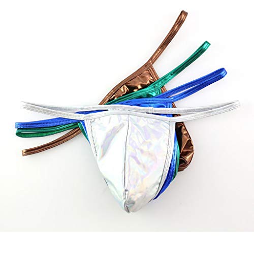 LOPILY los Hombres del Verano pintó Pantalones Cortos Brillantes Ropa Interior Atractiva Calzoncillos Bóxers Hombre Microfibra Multicolor Underwear Trunks Pack de 4(Azul,Silver,Verde,Oro,L)