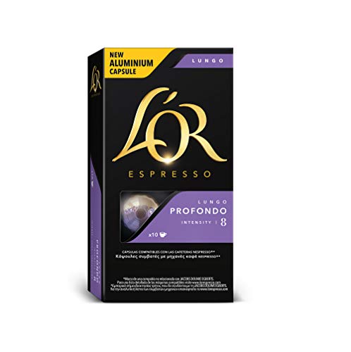 L'Or Espresso Café Lungo Profundo Intensidad 8 - 40 cápsulas de aluminio compatibles con máquinas Nespresso (R)* (4 Paquetes de 10 cápsulas)