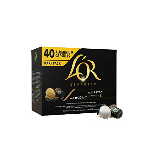 L'OR Espresso Café Ristretto Intensidad 11 - Nespresso® * Cápsulas de café de aluminio compatibles - 5 paquetes de 40 cápsulas (200 bebidas)