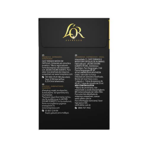 L'OR Espresso Café Ristretto Intensidad 11 - Nespresso® * Cápsulas de café de aluminio compatibles - 5 paquetes de 40 cápsulas (200 bebidas)