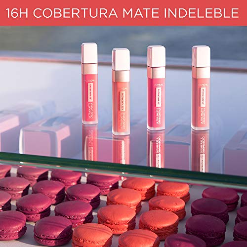 L'Oréal Paris - Les Macarons, Pintalabios Mate Permanente Frambuesa, Tono 838 Berry Cherie - 30.5 gr.