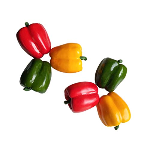 Lorigun Artificial Bell Peppers Verduras Falsas Pimientos Coloridos para decoración, Vegetales Decorativos, pimientos Rojos, Verdes y Amarillos 6 Piezas (Cada Color 2 Piezas)