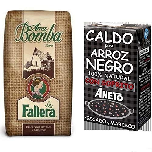 Lote 1lt. caldo Aneto para arroz negro con sofrito + 1 Kg Arroz Bomba la Fallera