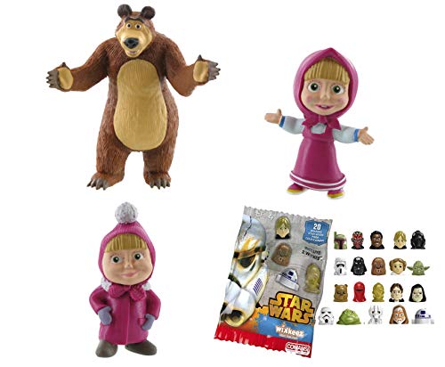 Lote 3 Figuras Comansi Masha Y EL Oso - Masha - Oso - Masha Invierno + Regalo