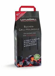 LotusGrill 2 sacos de carbón vegetal de haya de 2,5 kg, incluye 2 unidades de pasta combustible LotusGrill de 200 ml, ambas desarrolladas para un asado a la parrilla sin humo con LotusGrill