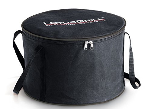 LotusGrill - Barbacoa con conexión USB, 1 carbón de haya de 1 kg, 1 pasta de combustión de 200 ml, 1 pinzas de salchicha rojo fuego y 1 bolsa de transporte - la barbacoa de carbón vegetal sin humo, gris