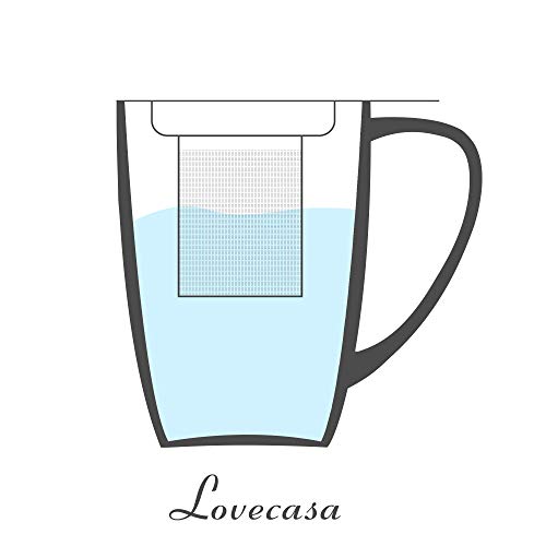 LOVECASA Tazas de Té con Tapa y Filtro Acero inoxidable 450 ML, Tisana de Porcelana Amarillo