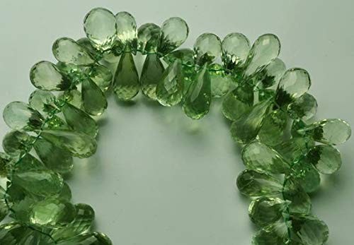 LOVEKUSH BEADS GEMSTONE 1 Strand Natural 8.5 Inch Stands Natural Super Green Amethyst Micro Faceted Drop shape Big Beads 15 TO 20 MM Code-RR-21957