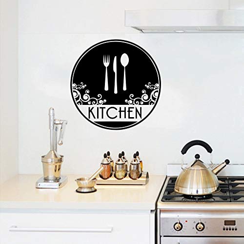 LovelyHomeWJ Arte Decoración para el hogar Cocina Tenedor Cuchillo Cuchara Utensilios de Comida Pizarra Cubiertos Conjunto Vinilos Decorativos Vinilo Adhesivo Decoración 57x57cm