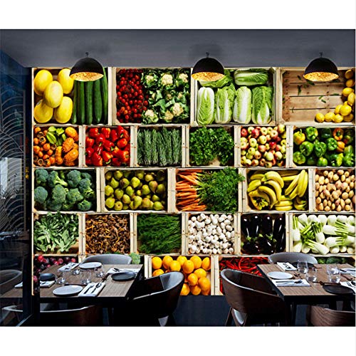 Lovemq 8D Mural De Papel Tapiz Grande Para Verduras Y Frutas Mural Fotográfico 3D Para Cocina Restaurante Tienda De Frutas Murales De Pared 3D Papel De Pared Comedor-260X175Cm