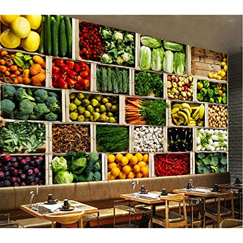 Lovemq 8D Mural De Papel Tapiz Grande Para Verduras Y Frutas Mural Fotográfico 3D Para Cocina Restaurante Tienda De Frutas Murales De Pared 3D Papel De Pared Comedor-260X175Cm