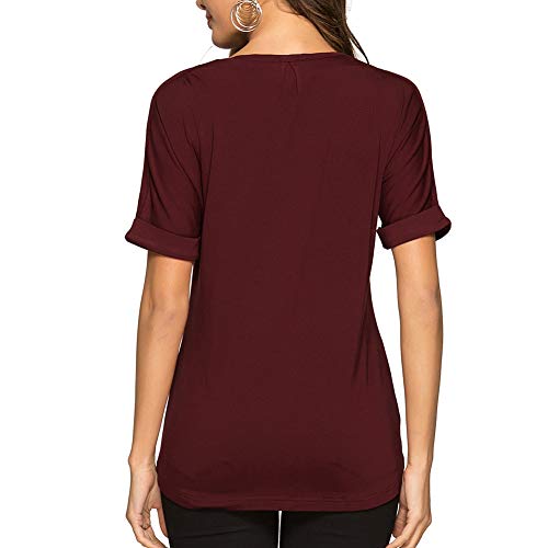 Lover-Beauty Camisa Mujer Vestido Casual Top Manga Corta Túnico Cuello Redondo Shirt Suelto Sudadera Sin Capucha Camiseta Encaja Carnaval Vestido Vacación Blusa Hombro Descubierto