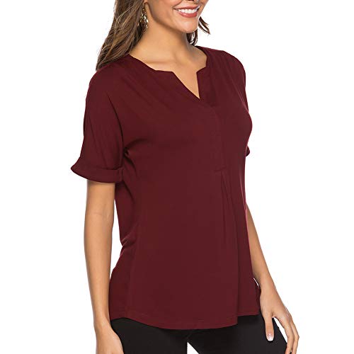 Lover-Beauty Camisa Mujer Vestido Casual Top Manga Corta Túnico Cuello Redondo Shirt Suelto Sudadera Sin Capucha Camiseta Encaja Carnaval Vestido Vacación Blusa Hombro Descubierto