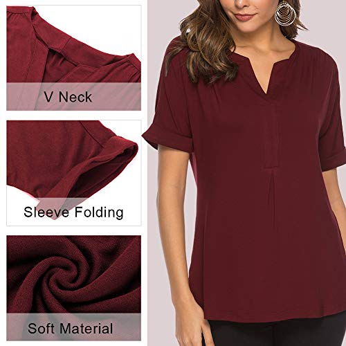 Lover-Beauty Camisa Mujer Vestido Casual Top Manga Corta Túnico Cuello Redondo Shirt Suelto Sudadera Sin Capucha Camiseta Encaja Carnaval Vestido Vacación Blusa Hombro Descubierto