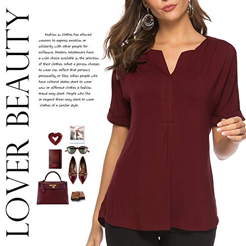 Lover-Beauty Camisa Mujer Vestido Casual Top Manga Corta Túnico Cuello Redondo Shirt Suelto Sudadera Sin Capucha Camiseta Encaja Carnaval Vestido Vacación Blusa Hombro Descubierto