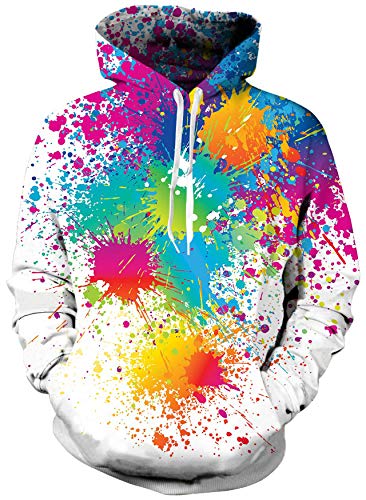 Loveternal Unisex Adulto 3D Pintura Colorida gráfica impresión Lazo Bolsillo Hacer Pullover Hoodies Camiseta para los Hombres de Las Mujeres S