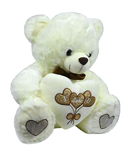 LOYFER Oso de Peluche 45cm Color Beige Regalo para Día de San Valentín con un corazón con Mensaje Love sensación de Felpa Muy Suave Azul (Beige)