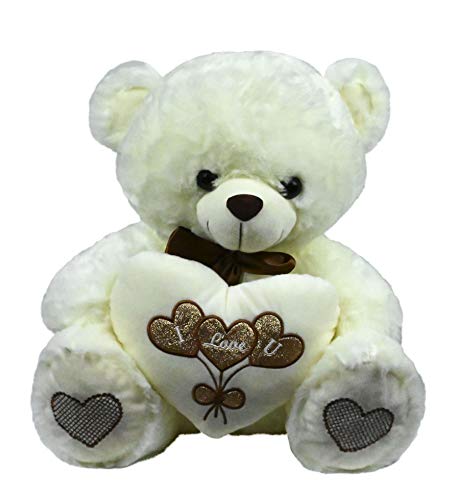 LOYFER Oso de Peluche 45cm Color Beige Regalo para Día de San Valentín con un corazón con Mensaje Love sensación de Felpa Muy Suave Azul (Beige)