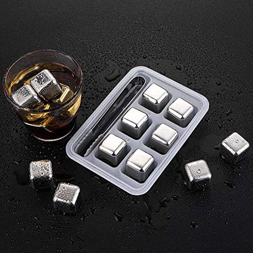 lqgpsx Cubos de Hielo de Metal, Cubos de Hielo Reutilizables de Acero Inoxidable, Cubos de Hielo para Whisky, Enfriar instantáneamente sin dilución para Fiestas de Pub en casa