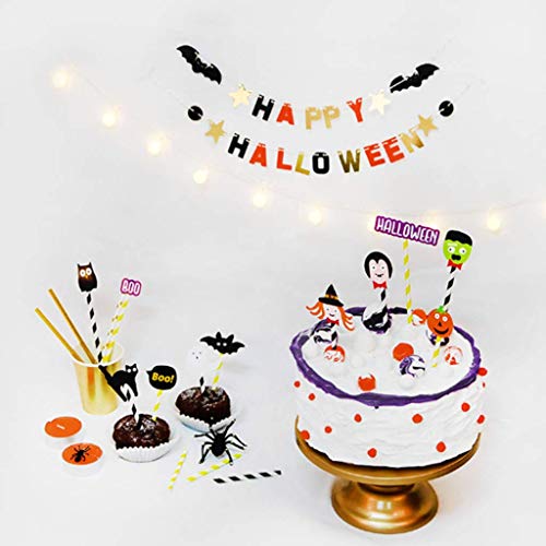 LQH Decoración de la araña de Halloween Ghost Bat Calabaza Pastel Toppers Conjunto Partido Ornamnets