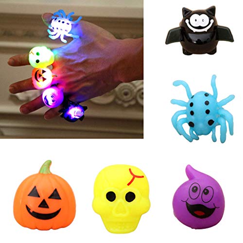 LQH Flash LED Anillos de Halloween for los niños de Dibujos Animados for Adultos Fantasma Calabaza de Goma Regalo de los Juguetes