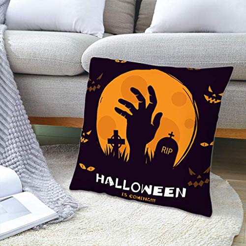 LQH Halloween de la Almohadilla de Tiro Caso Calabaza Guirnalda de la Cubierta del Amortiguador de impresión de poliéster de Miedo (Size : Medium)