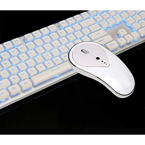 LQH Teclado Teclado Ordinaria del ratón del Ordenador Teclado Teclado for Juegos Teclado for Juegos de luz y ratón diseño Mudo Ultra-Delgado Ligero Ultra-Delgado Teclado inalámbrico-White