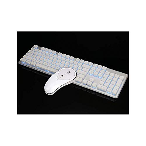 LQH Teclado Teclado Ordinaria del ratón del Ordenador Teclado Teclado for Juegos Teclado for Juegos de luz y ratón diseño Mudo Ultra-Delgado Ligero Ultra-Delgado Teclado inalámbrico-White