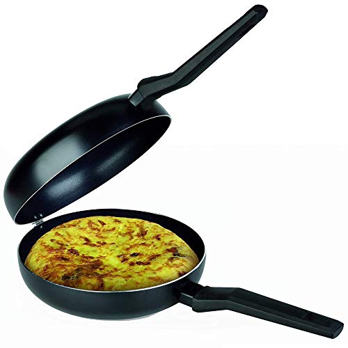 LS Kitchen - Doble Sartén Voltea Tortillas - Inducción - Diámetro 24 cm - Negra