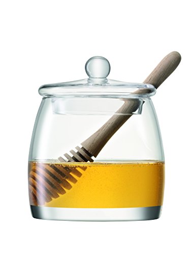 LSA International - Serve - Olla para miel con cuchara de madera de roble H12.5cm Transparente