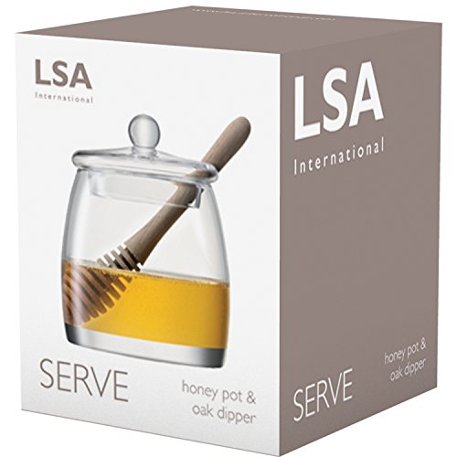 LSA International - Serve - Olla para miel con cuchara de madera de roble H12.5cm Transparente