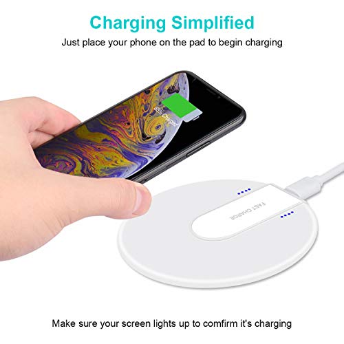 LTDNB Cargador Inalámbrico Rápido Qi Wireless Charger por Inducción Compatible con iPhone X /8 Plus/iPhone XS/XS MAX/XR, Samsung S10 /S10e /Note9 /S9 / S8 Plus /S8-Blanco