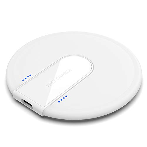 LTDNB Cargador Inalámbrico Rápido Qi Wireless Charger por Inducción Compatible con iPhone X /8 Plus/iPhone XS/XS MAX/XR, Samsung S10 /S10e /Note9 /S9 / S8 Plus /S8-Blanco