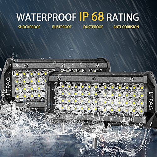 LTPAG 2pcs Focos LED Tractor, 7" 144W 28800LM Faros Trabajo LED 12V-24V Barra LED IP68 Impermeable Luz de Niebla para Coche,SUV, UTV, ATV, Off-road,Camión,Moto,Barco - Garantía de 2 años