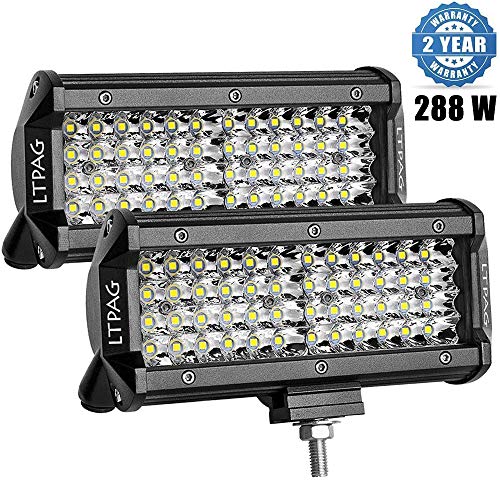 LTPAG 2pcs Focos LED Tractor, 7" 144W 28800LM Faros Trabajo LED 12V-24V Barra LED IP68 Impermeable Luz de Niebla para Coche,SUV, UTV, ATV, Off-road,Camión,Moto,Barco - Garantía de 2 años