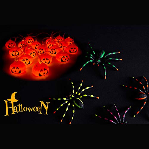 Luces de cadena con pilas, 3,3 m, 20 luces decorativas LED de color blanco cálido, luces de hadas de calabaza para Halloween, fiesta temática de terror, decoración de invierno