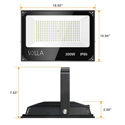 Luces de Seguridad 200W, Reflector LED Súper Brillante de 16000 Lúmenes, Luz Blanca 5000K, Foco de Paisaje Anti-rayos para Exterior Patio Trasero Jardín Azotea