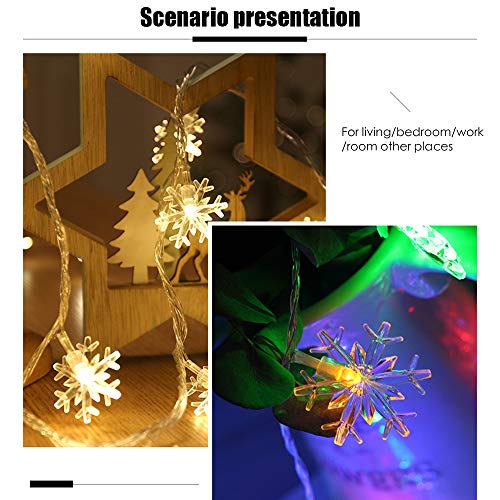 Luces navideñas, luces de hadas de copo de nieve, alimentadas por batería: luces de hilo más brillantes para interiores y exteriores Nuobk design string (Multi)