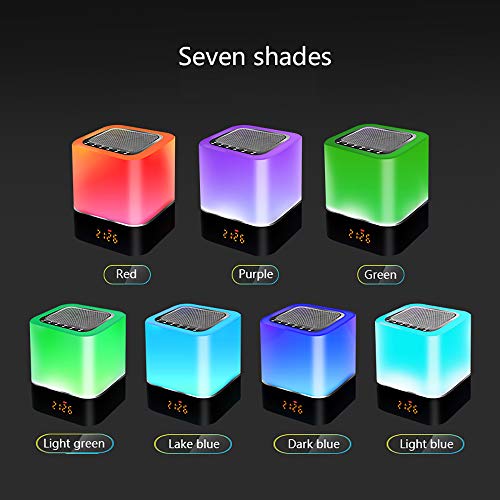 Luces nocturnas Altavoz Bluetooth, Despertador Altavoz Bluetooth Sensor táctil Lámpara de cabecera Lámpara de mesa LED RGB multicolor regulable, Llamada manos libres, Carga USB, Soporte para SD/AUX