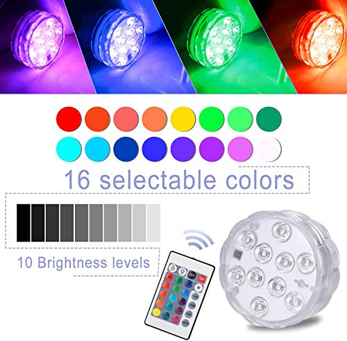 Luces Sumergibles Bajo El Agua Luces, MAVIE 4 Pack Impermeables Multicolores LED Luz Sumergible con Mando a Distancia para Fiesta, Base de Jarrón, Boda, Navidad, Acuario, Decoración, Estanque