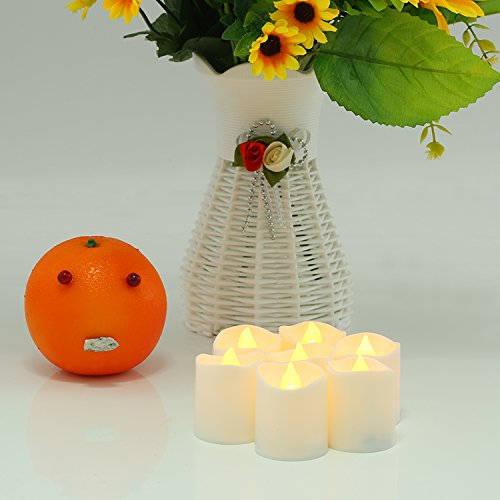 Luces té LED de funcionamiento con pilas 12Pcs, Velas eléctricas realista, sin llama luz bulbo parpadeo blanco cálido, para hogar festivales decoración, bodas y fiestas