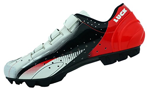 LUCK Zapatillas de Ciclismo Extreme 3.0 MTB,con Suela de Carbono y Triple Tira de Velcro de sujeción ademas de Puntera de Refuerzo. (39 EU, Rojo)