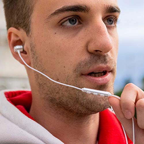 LUDOS Clamor Auriculares con Micrófono y Cable, Cascos Espuma de Memoria, Cable Reforzado, Graves y Control de Volumen Earphones para Mi, Xiaomi, iPhone, Samsung, Huawei, Ordenador, Portátil, PC