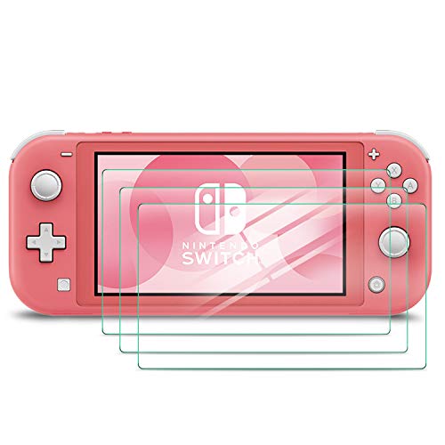 Luibor Protector Pantalla para Nintendo Switch Lite de Cristal, Templado Pantalla Vidrio,Sin Burbujas, Anti-Rotura, Arañazos-Resistente,9H Dureza,HD y Fácil Instalación (3 Piezas)