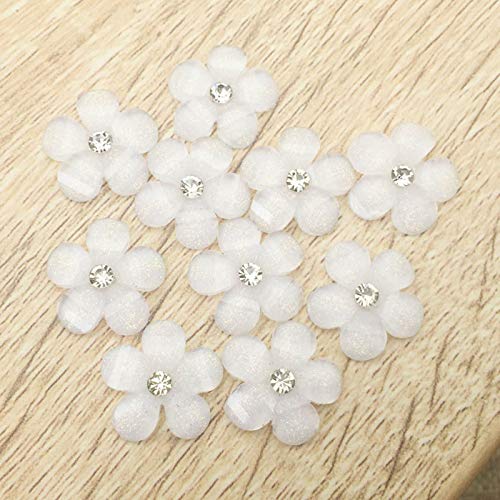 Lumanuby 50 pcs Adornos Joyas Botones Cristal Diamante de Imitación Flores bricolaje Decoración Álbum de Recortes Manualidades para teléfono,1.5 * 1.5cm Rosa