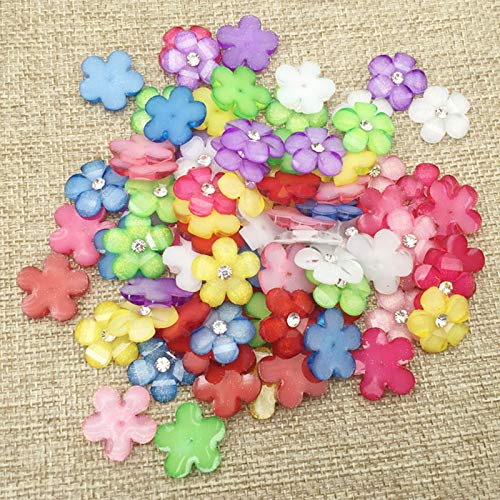 Lumanuby 50 pcs Adornos Joyas Botones Cristal Diamante de Imitación Flores bricolaje Decoración Álbum de Recortes Manualidades para teléfono,1.5 * 1.5cm Rosa