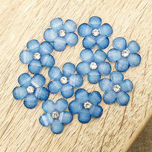 Lumanuby 50 pcs Adornos Joyas Botones Cristal Diamante de Imitación Flores bricolaje Decoración Álbum de Recortes Manualidades para teléfono,1.5 * 1.5cm Rosa