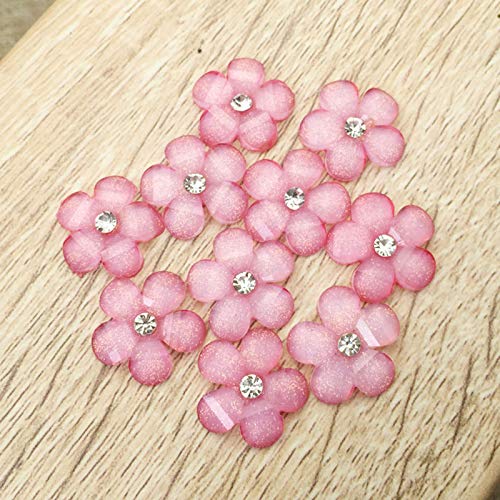 Lumanuby 50 pcs Adornos Joyas Botones Cristal Diamante de Imitación Flores bricolaje Decoración Álbum de Recortes Manualidades para teléfono,1.5 * 1.5cm Rosa