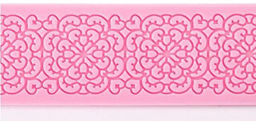 lumanuby Cake Molde de silicona moldes de pastel hornear moldes azúcar almohadillas de encaje de silicona Encaje Fancy Cake Mold Baking Moldes Herramientas de glucosa (rosa, 16 * 4,6 * 0,5 cm)