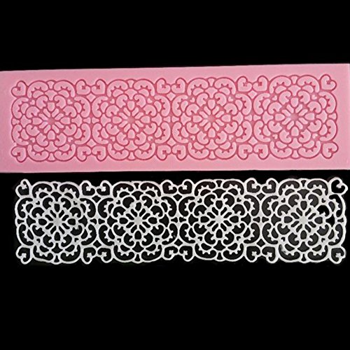 lumanuby Cake Molde de silicona moldes de pastel hornear moldes azúcar almohadillas de encaje de silicona Encaje Fancy Cake Mold Baking Moldes Herramientas de glucosa (rosa, 16 * 4,6 * 0,5 cm)